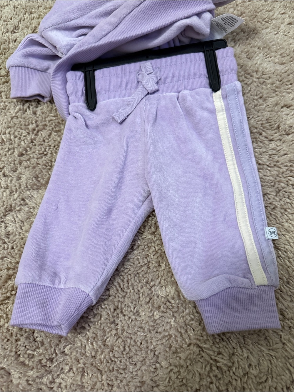 Honest Lilac Baby Hoodie & Jogger Velour Set Size Newborn-Nwt — image 4 of 6